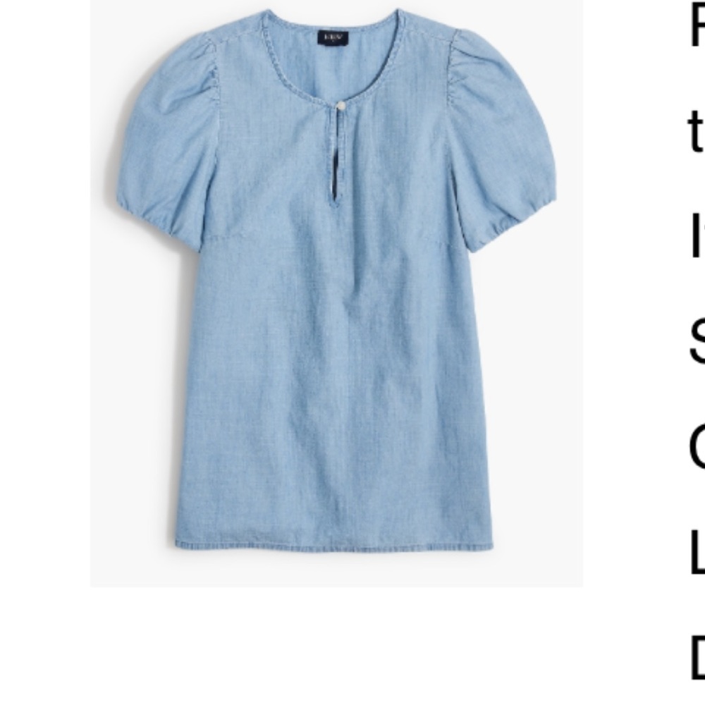 Jcrew Puff sleeve keyhole top in chambray